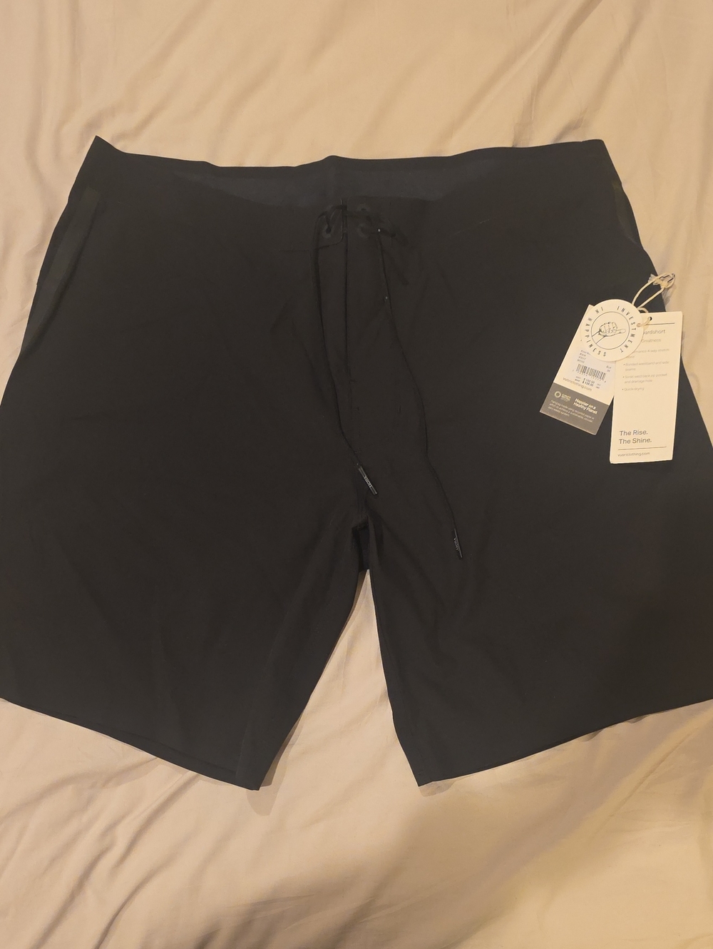 Vuori Black Men's Swim Knox Board Shorts with Drawstring